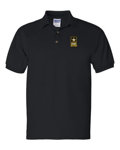 US Army Retired Polo Shirt, Military Embroidered Logo, Short Sleeve