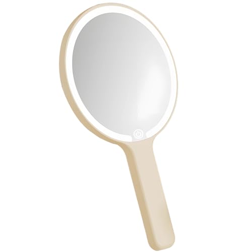 byepica Espejo de maquillaje LED redondo, portátil con luz, 3 modos de luz, recargable tipo C, tacto inteligente, blanco perla
