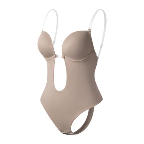 DuskHaven Bodysuit Femenino Sin Espalda Moldeador con Diseño V Profundo Corsé Envolvente Integrada Y Soporte Corporal en Poliéster Transpirable, L