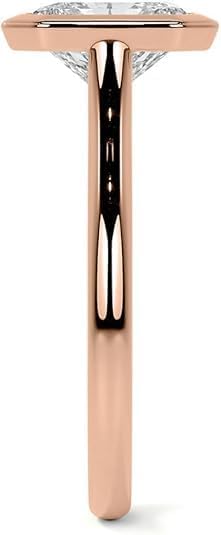 1-4 CT Emerald Moissanite Engagement Ring Bezel Set Solitaire | Diamond Anniversary Ring for Women | 925 Sterling Silver, 10K/14K/18K Solid Rose/White/Yellow Gold