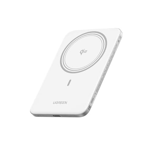 UGREEN QI2 Power Bank, 8.6mm Ultra-Slim 5000mAh Magnetic Battery, 20W PD Fast Charging Portable Charger, MagSafe-Compatible External Battery for iPhone 17/16/15/14 Series, White