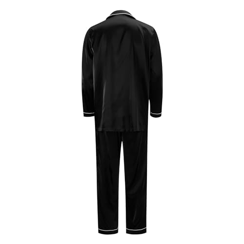 2026 Christmas Pajamas for Family Silk Satin Button Down Sleepwear Long Sleeve Nightwear 2 Pcs Comfy Loungewear Sets2