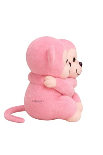 Image of Hugging Monkey Soft Toy for Girls Boys Kids,Pink,Monkey Couple Animal Plush Stuffed Baby Teddy Gift Birthday, 20 cm
