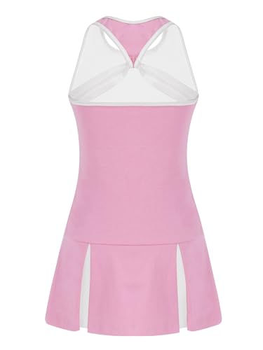 Kids Girls Pleated Tennis Golf Dress Workout Outfits Solid Color Sleeveless Sports Dress with Shorts4