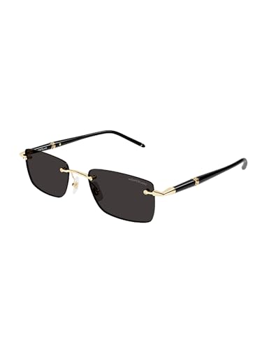Montblanc MEISTERSTUCK MB 0344S 001 Gold/Black Metal Rimless Sunglasses Grey Lens