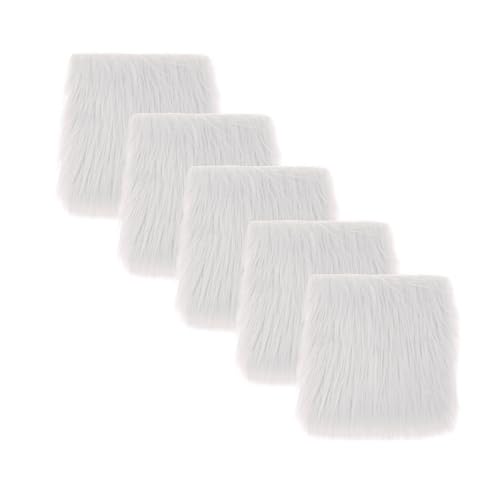 5 Stück Kunstpelz Quadrat Stoff Weiß 25x25 cm – Flauschiger...