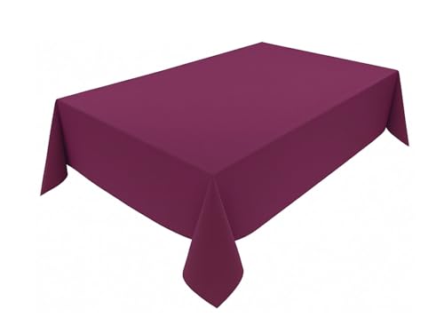 Hochwertige Tischdecke aus Minimate Gewebe. Modern, glatt, breiter Saum, bügelfrei, strapazierfähig, waschbar, trocknergeeignet. Küche & Wohnzimmer. Größe & Farbe wählbar. (Aubergine, 120 x 160)