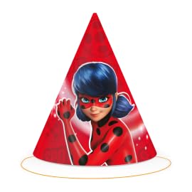 BeenSmile, Gorros Miraculous, Personaje Ladybug, Gorros de Cartón, Decoración Cumpleaños Infantil, Gorritos para iesta de Cumpleaños, 6 Unidades