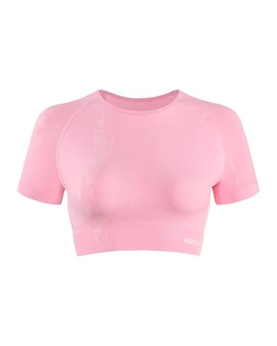 Image of AUROLA Serpent Snake Seamless Workout T-Shirts for Women,Short Sleeve Crop Top Gym Yoga Athletic Shirts Tee
