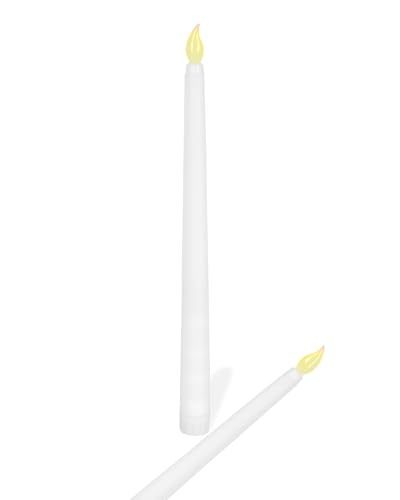 Image of Homesake Flameless Taper Candles - 11 inch Flickering LED Candlesticks, Candle for Wedding, Diwali Decoration for Home, Parties Holiday Festive Decor Light, Led Candles for Decoration (White Set of 6)