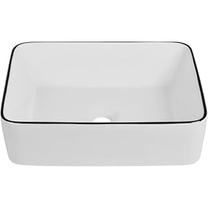 Deervalley19x15bathroomsinkbathroomvesselsinkrectangularabovecountervesselsinkwhitebodyblacktrimvesselsinkporcelainceramicvesselvanitysinkartbasin Urban Country Home Decor Deervalley 19 x 15 bathroom sink bathroom vessel sink rectangular above counter vessel sink white body black trim vessel sink porcelain ceramic vessel vanity sink art basin urban country home decor