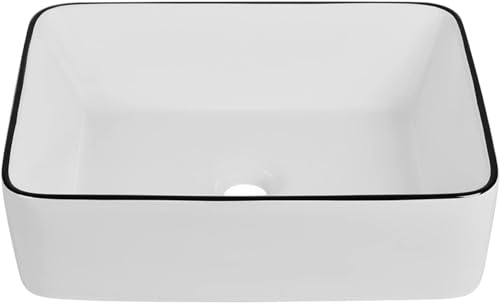 Deervalley19x15bathroomsinkbathroomvesselsinkrectangularabovecountervesselsinkwhitebodyblacktrimvesselsinkporcelainceramicvesselvanitysinkartbasin Urban Country Home Decor Deervalley 19 x 15 bathroom sink bathroom vessel sink rectangular above counter vessel sink white body black trim vessel sink porcelain ceramic vessel vanity sink art basin urban country home decor