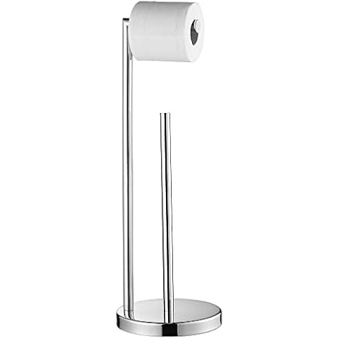 Marmolux Acc - Classic Chrome Toilet Roll Holder Stand with Storage | Free Standing Toilet Paper Holder Dispenser with Reserve | SUS304 Stainless in Polished Chrome Cover