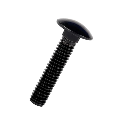 Image of 5 /16-18 x 2-1 /2 inch Carriage Bolts Screws Black Finish, Round Head Square Neck, 304 Stainless Steel 18-8, UNC Full Machine Coarse Thread, 10Pcs