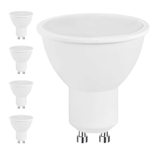 Europalamp - 5 bombillas LED GU10 5 W, equivalente a 50 W, lámpara halógena blanca, 450 lm, protección de los ojos, no regulable, adecuada para decoración de iluminación doméstica, etc (3000 K, blanco