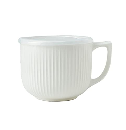 Ciotola for cereali, scodella for zuppa, scodella for il tè, ciotola for noodle istantanei da 32 once con manici, ciotola for zuppa in ceramica con coperchio, ciotola for la colazione in porcellana, c