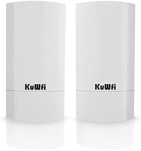 KuWFi 2-Pack 300Mbps Wireless outdoor CPE Kit,Indoor&Outdoor Point-to-Point wireless Bridge/CPE Supports 1KM transmission distance solution for PTP, PTMP application (WDS)