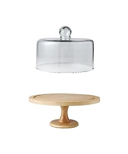 OXOAMP Tazón de Frutas Soporte de Cristal for Tartas con cúpula, decoración de postres, Estante de Madera, Soporte for Aperitivos de cumpleaños de Estilo Moderno Verduras(L)