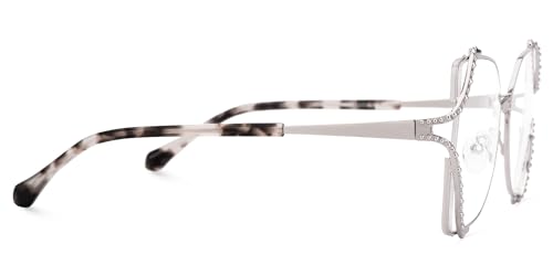 Image of Zeelool Metal Butterfly Glasses Classic Eyewear for Women Blue Light Blocking Glasses Anti Eyestrain Glasses ZJGM610701-03 Silver