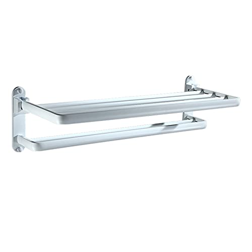 Support de barre de serviette pliable blanc avec double porte-serviettes mural 23,6 pouces