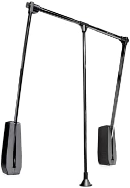 Emuca - Kleiderlift für Garderoben Hang Wandmontage, Kleiderlift für Schrank, Ausziehbarer Kleiderlift 600-830mm, Scharwrz, Stahl und Kunststoff