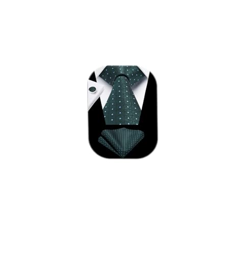 Image of HISDERN Ties for Men Stripe Plaid Tie Classic Necktie Pocket Square Cufflinks Set for Formal Wedding Business Party