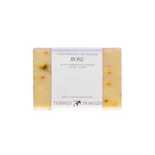 TERRES DOREES - Lot de 3 Savons Artisanaux à la ROSE - 150g - 100% Naturel et Végétal - Pour Peaux Normales et Mixtes