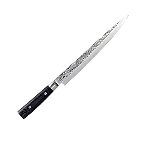 Yaxell Japonais - Série Zen - Filier/Sushimes - Acier VG10 - 61 HRC - Lame 23 cm - Acier Damas 37 Couches - Canvas-Micarta Manche Noir
