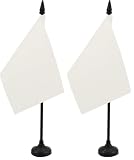 AZ FLAG Bandiera da Tavolo in Poliestere 100D, 15 x 10 cm, Colore: Bianco (Confezione da 2)