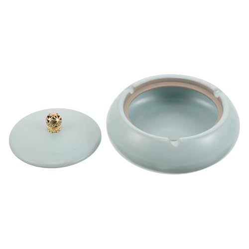 Veemoon Ceramic Ashtray with Lid Windproof Smoke Ash Holder for Indoor Outdoor Use Patio Porch Decorative Tabletop Home Smokers Accessory