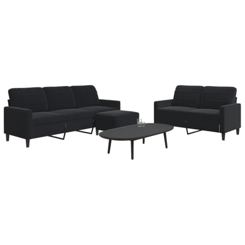 Brokky Juego de sofás con Cojines 3 Piezas Sofas de Salon sofá con Cojines Terciopelo Negro / 3278406