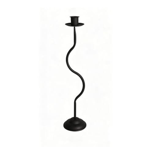 Annadue Grand Bougeoir en Fer, Bougeoir Conique ondulé Moderne de 14,4 Pouces, Pièce Maîtresse Décorative pour Table, Cadeau de Pendaison de Crémaillère de Mariage (Black)
