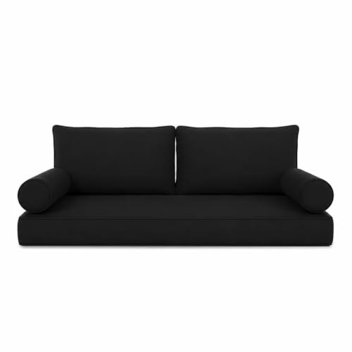 Image of East Green Outdoor Mattress & Pillow Package, Style 4 - Waterproof Cushion Package for Daybeds, Swing Beds, and Other Outdoor Furniture (Black, 5 Foot, 6 inch Thickness)