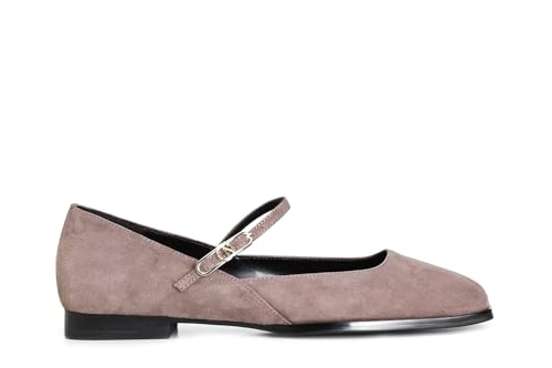 Ballerine en daim CAFèNOIR anti-frottement avec lacets ajustables pour femme