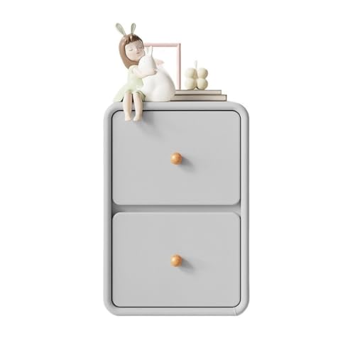Petite commode rangement bois gris table de chevet étroite