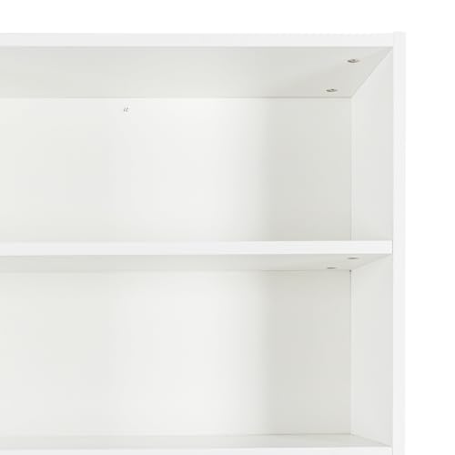 Image of 63 inch White Kitchen Hutch Cabinet with Microwave Shelf Tabletop, Large Freestanding Pantry Cupboard 4 Doors 4 Drawers Storage Sideboard Buffet