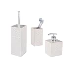 Juego de baño de 3 piezas de cerámica de alta calidad en elegante color blanco con adornos elaborados.