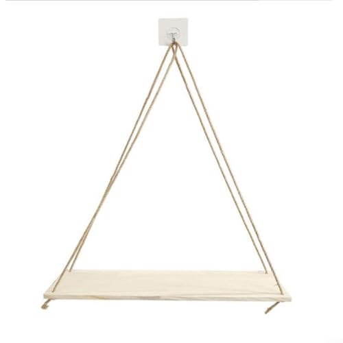 HavenDomicile Estantería colgante rústica de madera reciclada con cuerda y ganchos, estante flotante de pared para plantas y libros (1)