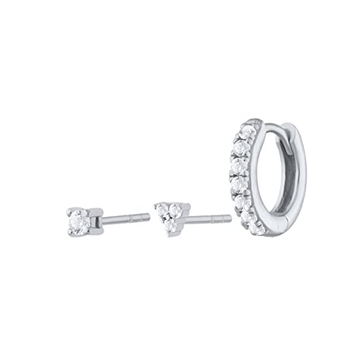 Lot de 3 boucles d'oreilles triangle argent S925 anti-allergie zircone