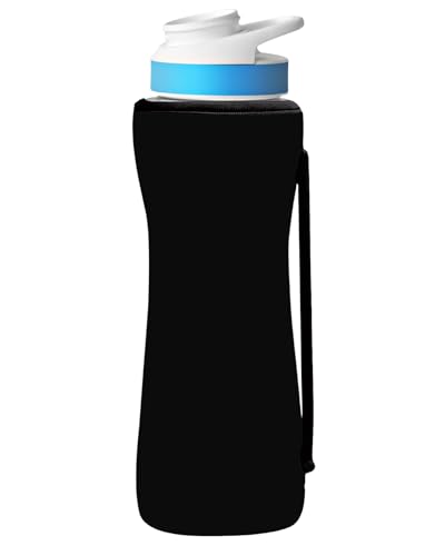 SLEILIN 22oz Cute Printed Sleeve Compatible With Cirkul Water Bottle For Plastic And Stainless Steel Bottles 22oz Neoprene Sweat-Wicking Material Insulated Cover Designed With Handles (Black)