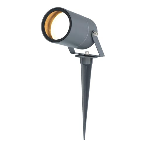 HOFTRONIC - Spikey LED Gartenstrahler Aluminium - IP65 Wasserdicht - GU10 Fassung - Dimmbar - Erdspießstrahler Anthrazit (RAL7016)
