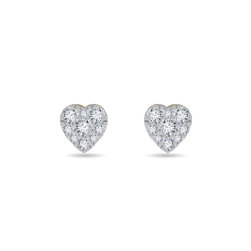 Image of KISNA JEWELS 14K BIS Hallmark Pure Yellow Gold & SI Real Diamond Hearts Earrings For Women with Screw Back clouser