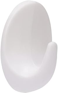 NA 9 Pcs Wall Hooks White Self Adhesive Hooks for Hanging Towel Robe Coat Plastic Oval Wall Hanger Hooks Use in Bathroom Kitchen Hold 2kg