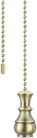 Aspen Creative Antique Brass 20515-41, 12″ Ceiling Fan Beaded Solid Steel Decorative Pull Chain Finish