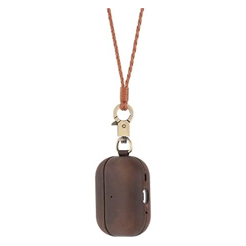 Collar de piel MAOGOAM para AirPods Pro 2 con clip y botón Cover