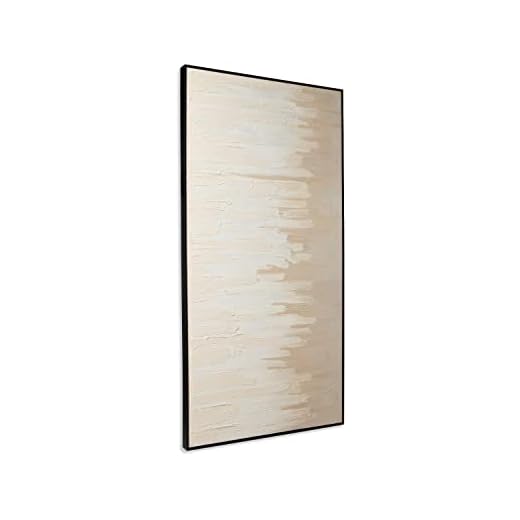 Signature Design by Ashley Jennaya Modern Abstract Framed Hand Painted Wall Art, 60 x 30, Beige, Living Room