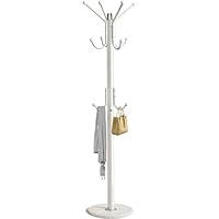 Kertnic Modern Coat Rack Freestanding with Natural Marble Base & Sturdy Metal Frame, 11 Hooks Hall Tree for Jackets, Hats, Bags, Entryway Organizer for Bedroom, Living Room, Closet (11 hooks-White)