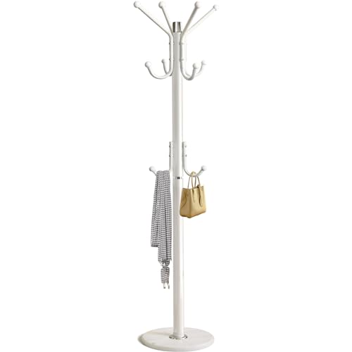 Kertnic Perchero moderno independiente con base de mármol natural y marco de metal resistente, árbol de pasillo de 11 ganchos para chaquetas, sombreros, bolsos, organizador de entrada para dormitorio