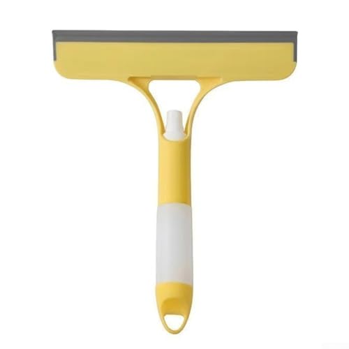 Bulevisiter Glass Cleaner with Water Spray and Silicone Scraper, Multi-Function Bathroom Cleaning Wiper for, Mirrors, Shower Doors and Car Surfaces(Yellow)
