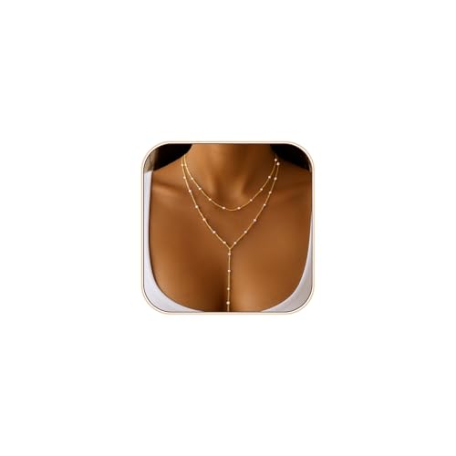 lariat gold necklace for women dainty long necklace 14k gold platedsilver y-shaped pendant drop chain trendy layered pearlbeadedcz necklaces simple gold jewelry for women gift